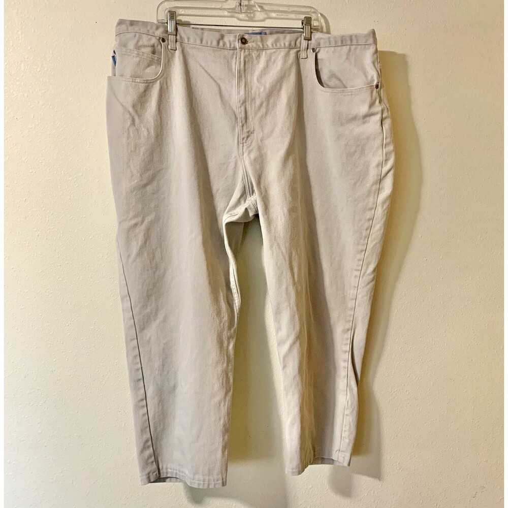 Liz & Me Women’s Khaki Cotton Denim Jeans Tapered Pockets Plus Sz 28W